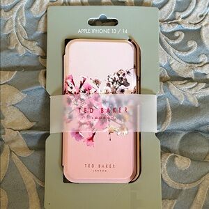 Ted Baker Pink and Purple Floral iPhone 13/14 Case with Mirror Inside